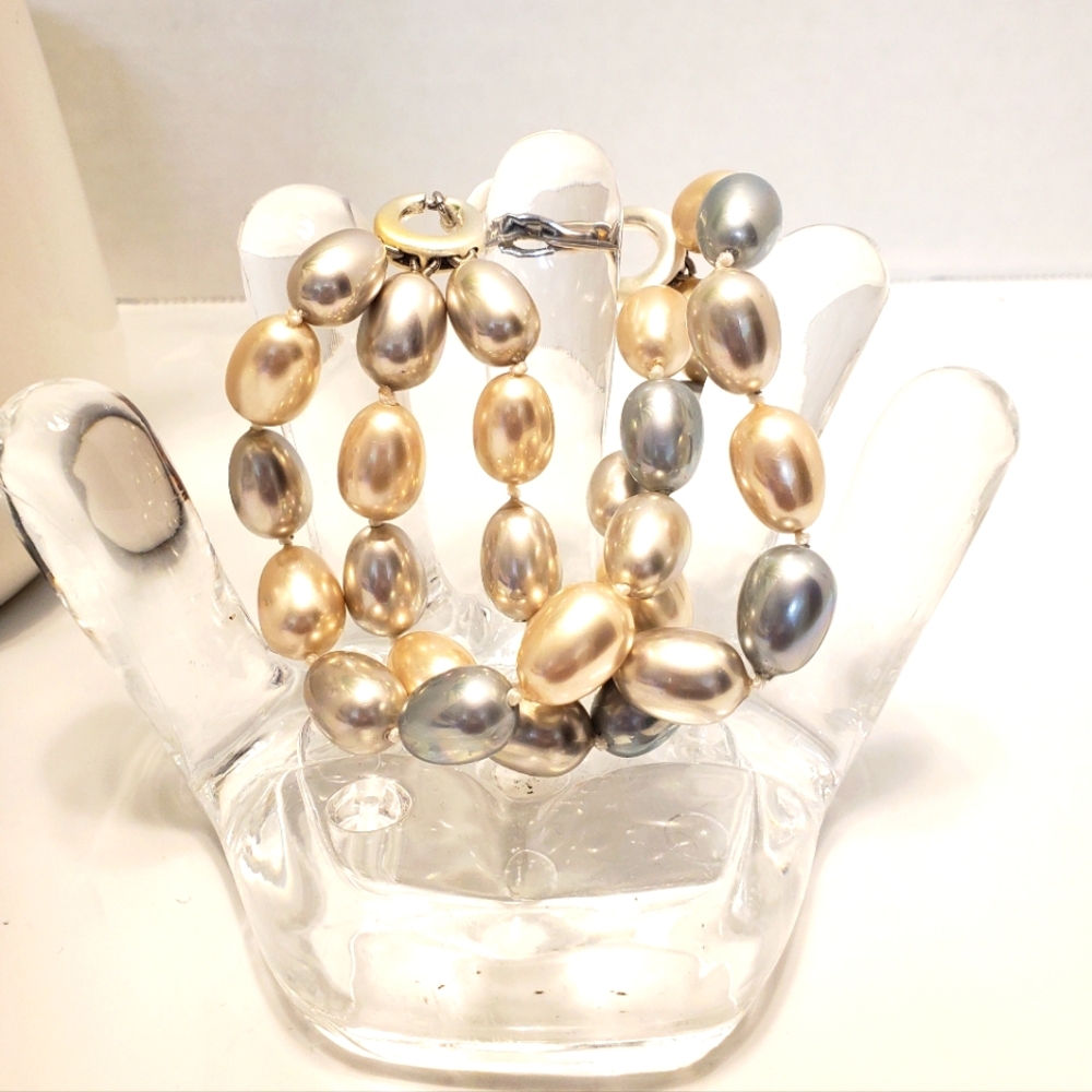3 Strand Monet Stone/Pearl Bracelet